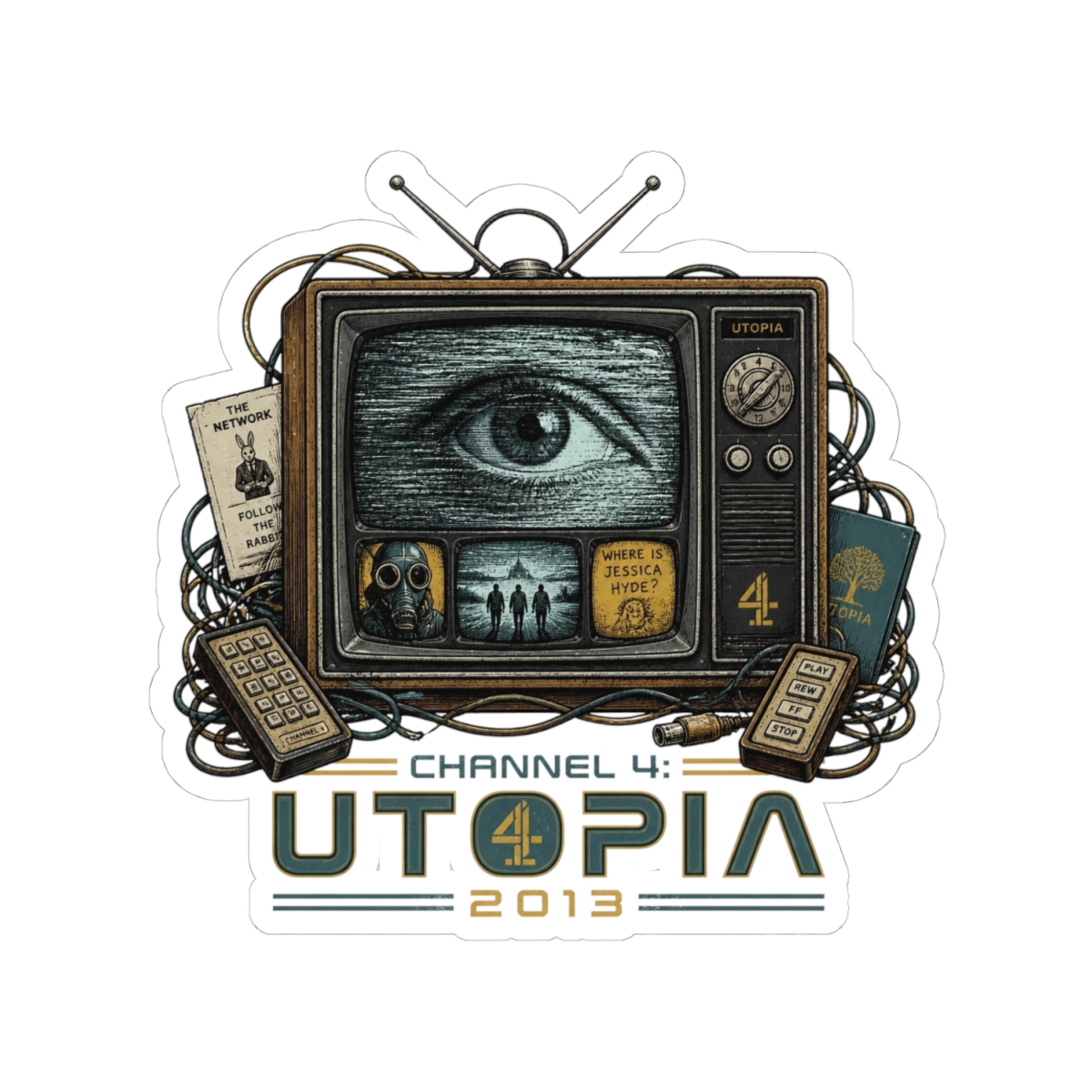 Utopia (UK) "Channel 4: Utopia 2013" Sticker - alternate angle 2, merchandise